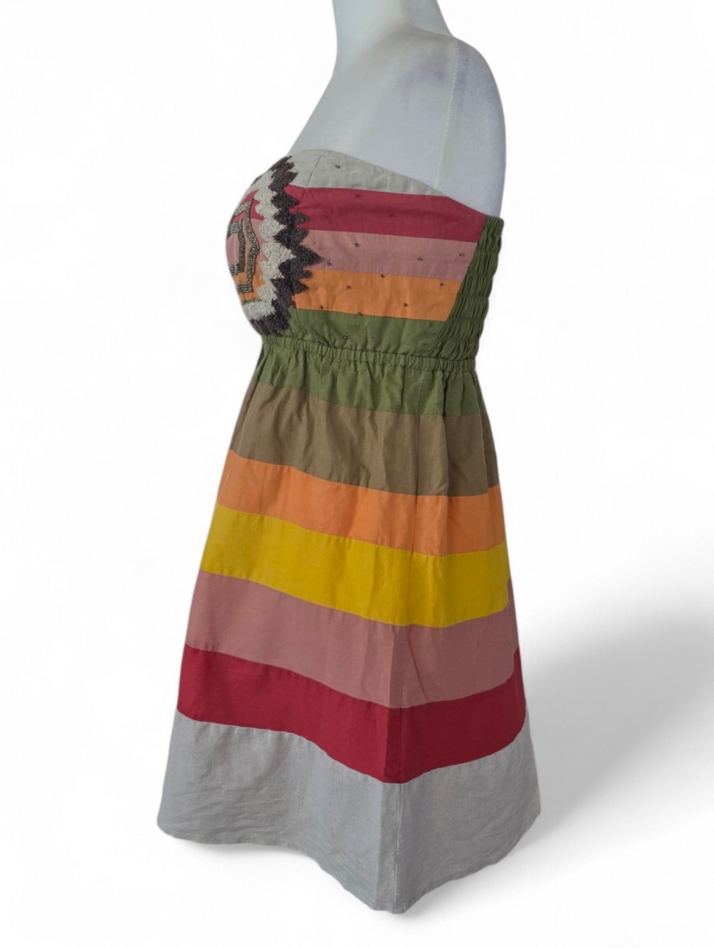 Judith March Colorblock Strapless Summer Mini Dress - Picture 4 of 8